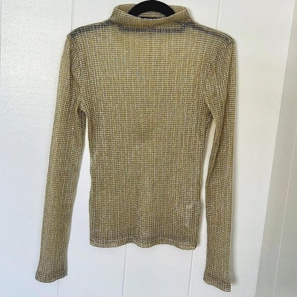 J. Crew Tops - J Crew sheer gold glitter long sleeve turtleneck ✨ size small
